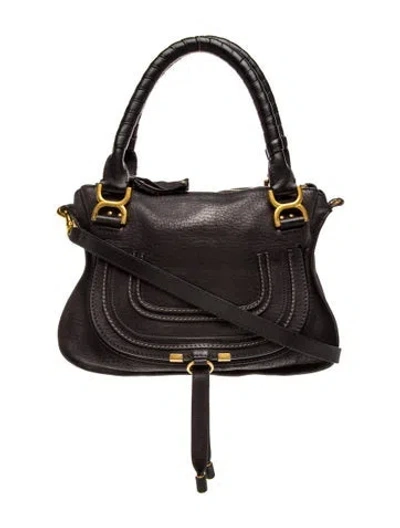 Pre-owned Chloé Leather Marcie Shoulder Bag Small In Neutral