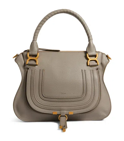 Chloé Leather Marcie Top-handle Bag In Gray