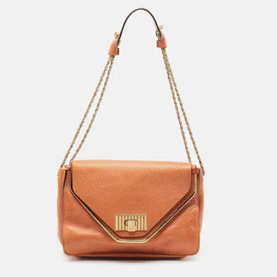 Chloé Leather Medium Sally Shoulder Bag In Orange