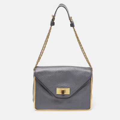 Chloé Leather Medium Sally Shoulder Bag In Grey