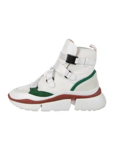 Pre-owned Chloé Leather Mesh Accents Chunky Sneakers In Neutrals