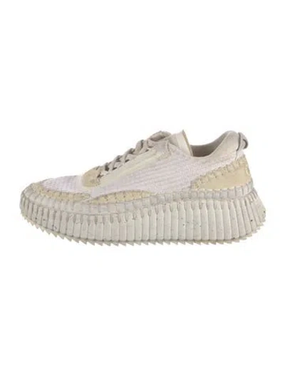 Pre-owned Chloé Leather Mesh Accents Sneakers In Neutral