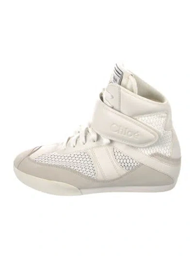 Pre-owned Chloé Leather Mesh Accents Wedge Sneakers In White