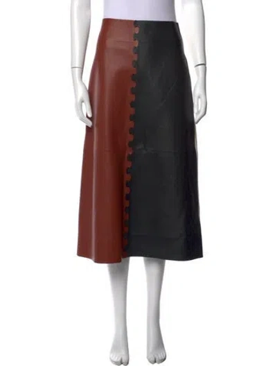 Pre-owned Chloé Leather Midi Length Skirt In Brown