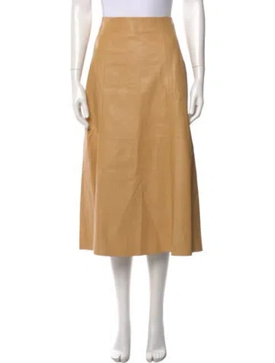 Pre-owned Chloé Leather Midi Length Skirt In Neutral