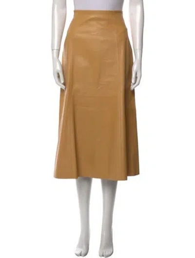 Pre-owned Chloé Leather Midi Length Skirt In Neutrals