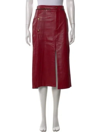 Pre-owned Chloé Leather Midi Length Skirt In Red