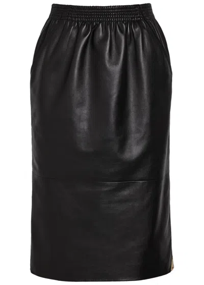 Chloé Chloe Leather Midi Pencil Skirt In Black