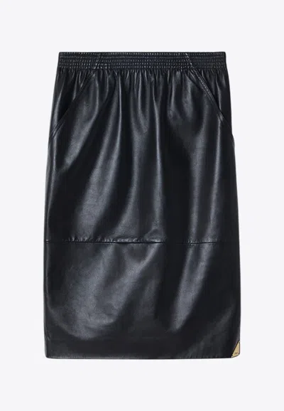 Chloé Leather Midi Skirt In Black
