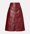 Chloé Leather Midi Skirt In Burgundy
