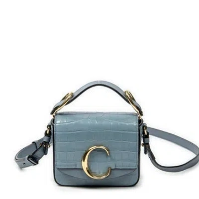 Pre-owned Chloé Leather Mini C Crossbody Null In Blue