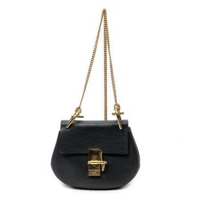 Pre-owned Chloé Leather Mini Drew In Black