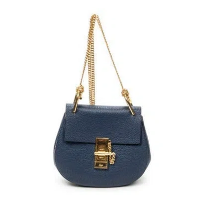 Pre-owned Chloé Leather Mini Drew In Blue