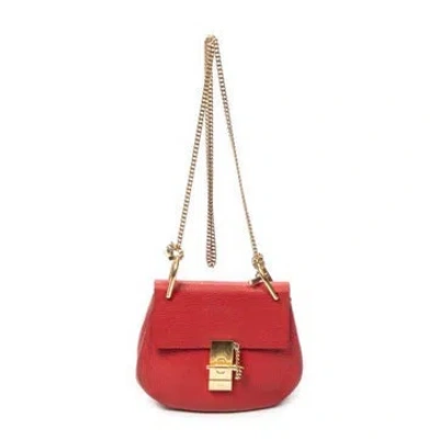 Pre-owned Chloé Leather Mini Drew In Red