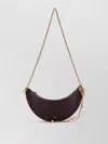 Chloé Leather Mini Halfmoon Shoulder Bag Charm Chain In Gray