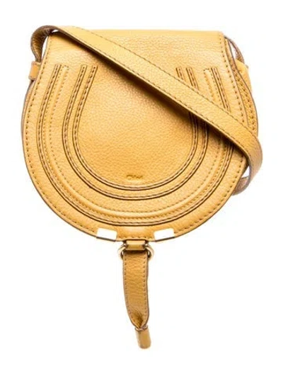 Pre-owned Chloé Leather Mini Marcie Saddle Bag Mini In Yellow