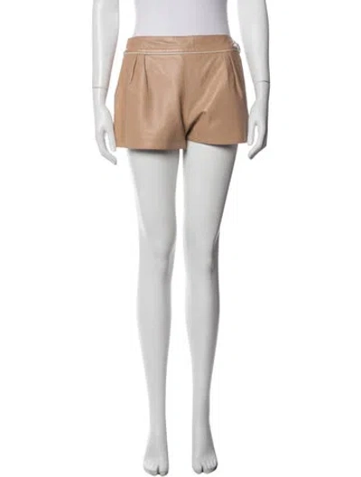 Pre-owned Chloé Leather Mini Shorts In Neutral