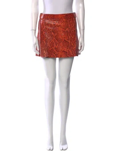 Pre-owned Chloé Leather Mini Skirt In Orange