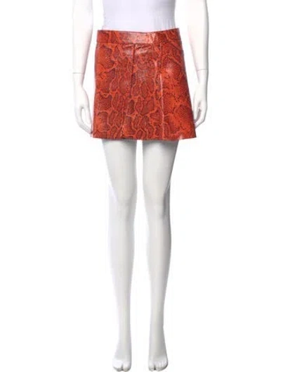 Pre-owned Chloé Leather Mini Skirt In Orange