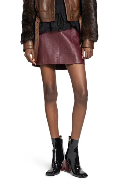 Chloé Textured-leather Mini Skirt In Burgundy