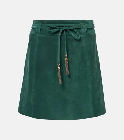 Chloé Leather Miniskirt In Green