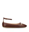 Chloé Leather Misty Ballerina Shoes With Buckle Detail In Brown