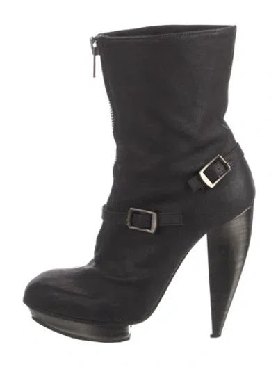 Pre-owned Chloé Leather Moto Boots In Black
