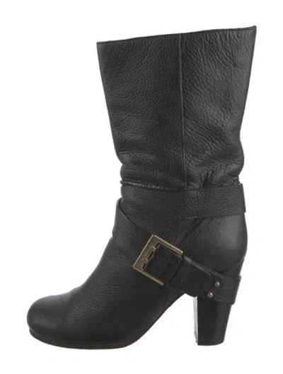 Pre-owned Chloé Leather Moto Boots In Black