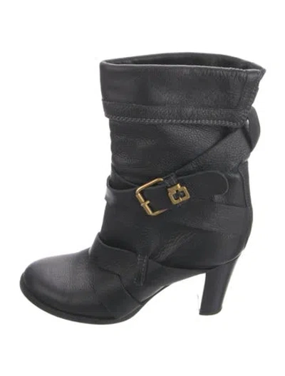Pre-owned Chloé Leather Moto Boots In Black