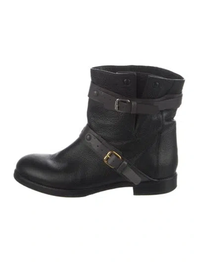 Pre-owned Chloé Leather Moto Boots In Black