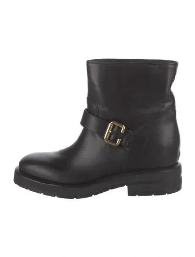 Pre-owned Chloé Leather Moto Boots In Black