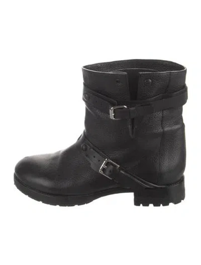 Pre-owned Chloé Leather Moto Boots In Black