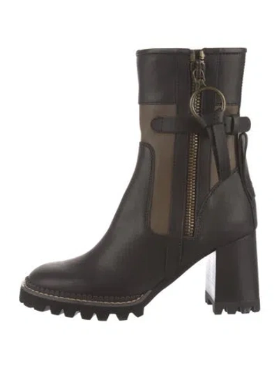 Pre-owned Chloé Leather Moto Boots In Black