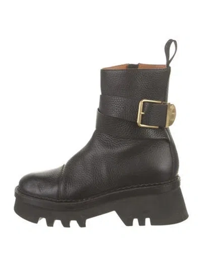 Pre-owned Chloé Leather Moto Boots In Black