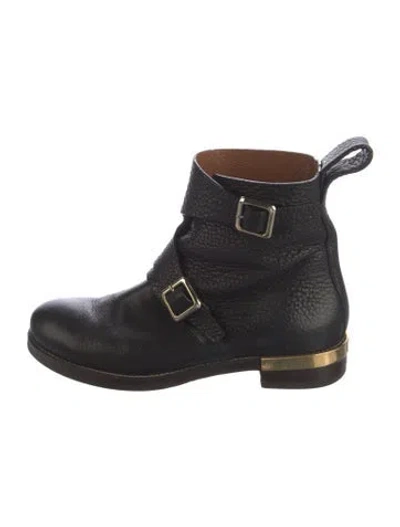 Pre-owned Chloé Leather Moto Boots In Black