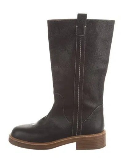 Pre-owned Chloé Leather Moto Boots In Black