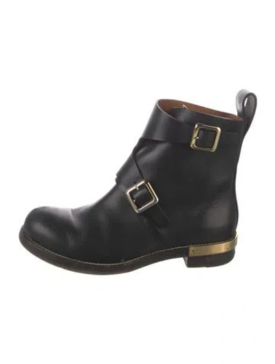 Pre-owned Chloé Leather Moto Boots In Black