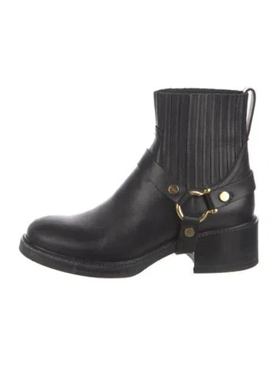 Pre-owned Chloé Leather Moto Boots In Black