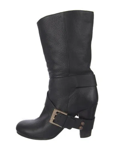Pre-owned Chloé Leather Moto Boots In Black