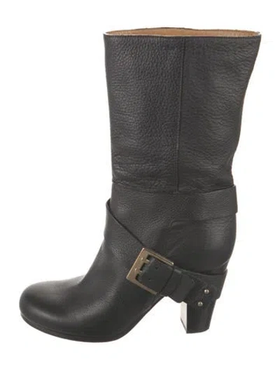 Pre-owned Chloé Leather Moto Boots In Black