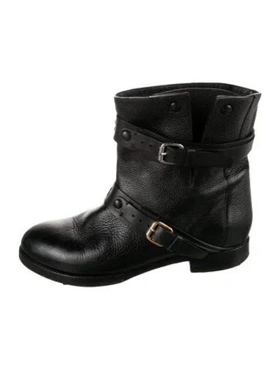 Pre-owned Chloé Leather Moto Boots In Black