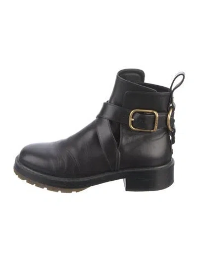 Pre-owned Chloé Leather Moto Boots In Black