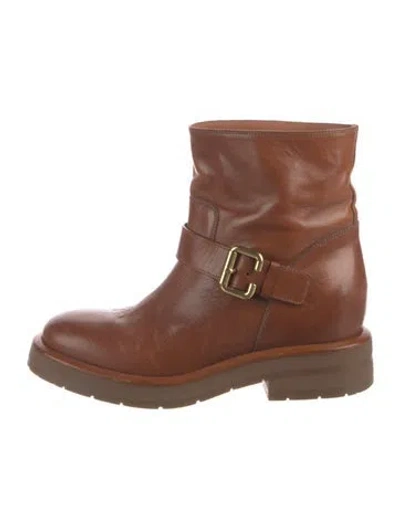 Pre-owned Chloé Leather Moto Boots In Brown
