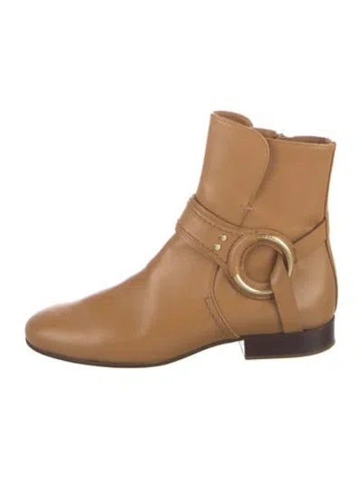Pre-owned Chloé Leather Moto Boots In Brown