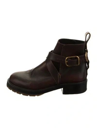 Pre-owned Chloé Leather Moto Boots In Brown