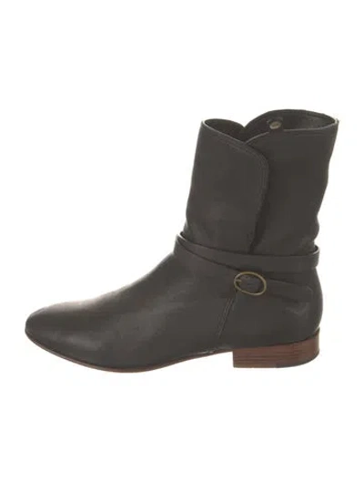 Pre-owned Chloé Leather Moto Boots In Gray