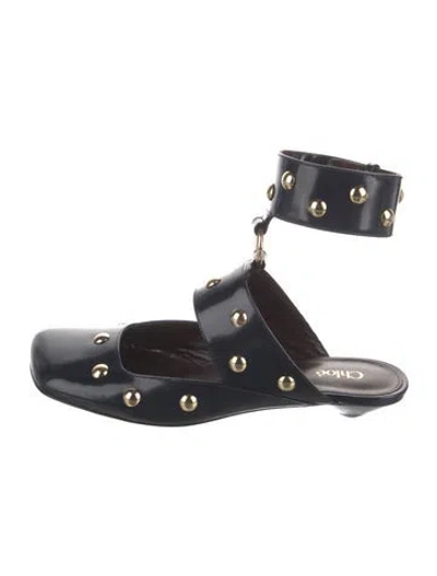 Pre-owned Chloé Leather Mules In Blue