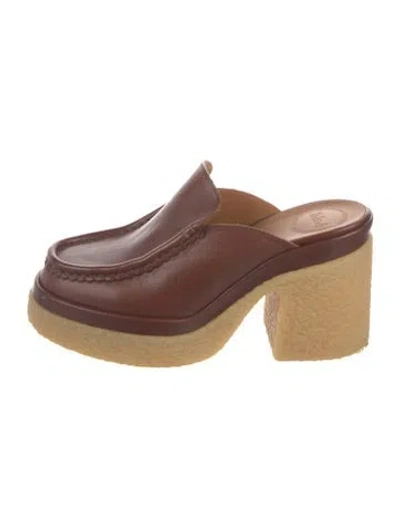 Pre-owned Chloé Leather Mules In Brown
