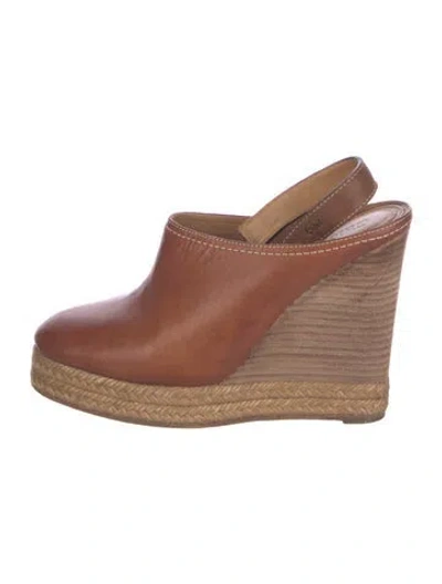 Pre-owned Chloé Leather Mules In Brown