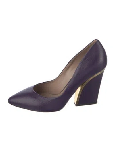Pre-owned Chloé Leather Mules In Purple